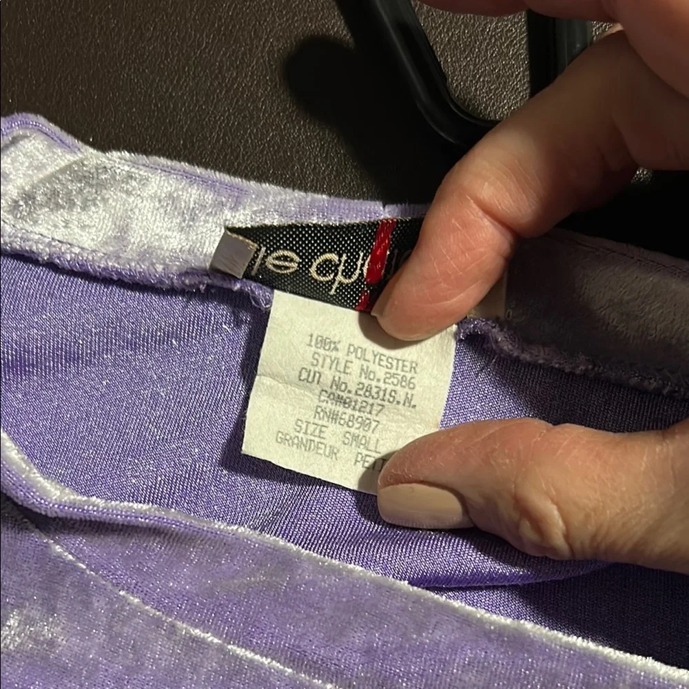 Y2K 90’s Le Chateau Purple Velvet Velour Women's Top - Picture 9 of 9